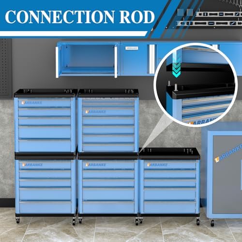 LARBANKE 5-Drawer Rolling Tool Chest with Wheels,Lock&Key,Blue Tool Cabinet