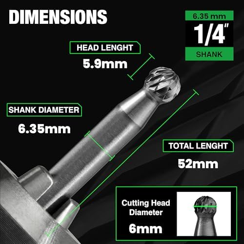 SD-1 Carbide Burr 1/4 In Shank Double Cut Die Grinder