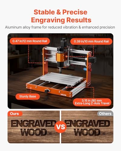 VEVOR CNC Router Machine, 500W Spindle, 3-Axis Wood Engraving Milling Machine, with 300 x 180 x 80 mm Working Area, Offline Controller, Limit Switch, E-Stop, for Wood Acrylic Plastic Carving Cutting