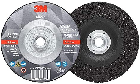 3M Silver Depressed Center Grinding Wheel, 87446, 36+, T27 Quick Change