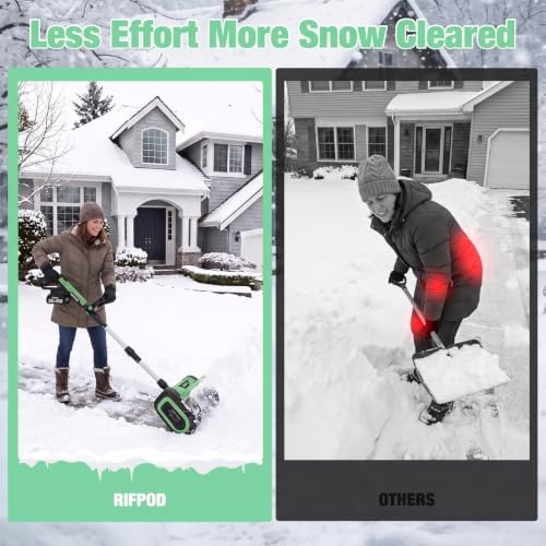 20V Electric Snow Shovel, 12 Inch Cordless Snow Blower with 2 Batteries (Mint Green)