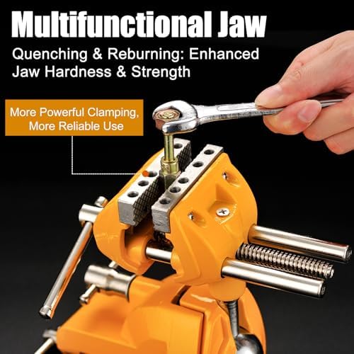 MAXMAN Bench Vise, 360° Cast Steel Swivel Base, 3 inch Multi-Purpose Clamp