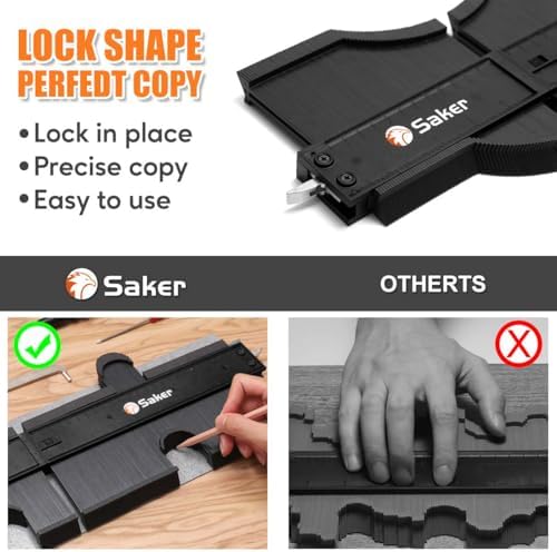 Saker Connection Profile Gauge,Contour Gauge Duplication,Precisely Copy Irregular Shape,Irregular Woodworking Tracing,Must Have Tool for DIY Handyman, Construction (5+10 INCH Connection)