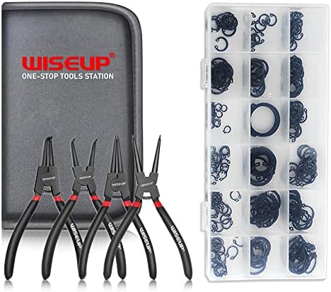 WISEUP 4PCS Snap Ring Pliers Set With 225pcs Retaining Ring Set