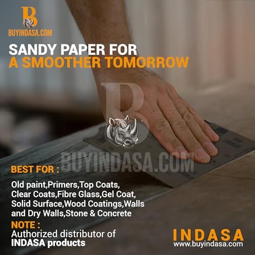 Indasa 50 PCS 9x11” Wet & Dry Sandpaper Sheets, 360 GRIT, Rhynowet Clog-Resistant Abrasive for Wood, Metal, Auto, Paint & Clear Coat Finishing, Sand Paper Aluminum Oxide, Plusline