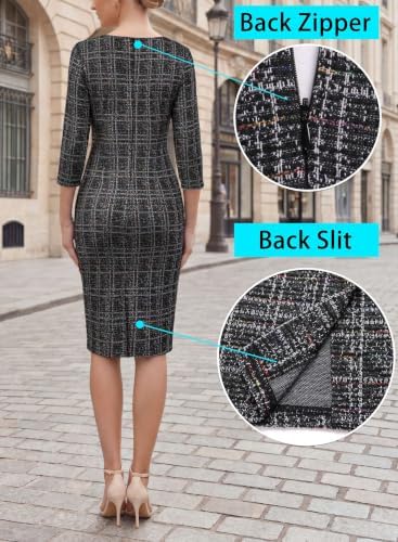 VFSHOW Womens Work Business Office Zipper Up Slim Bodycon Sheath Dress