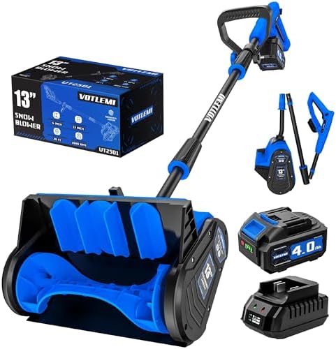 Cordless Snow Shovel, 13 Inch Electric Snow Shovel with Directional Plate, Brushless Cordless Snow Blower for Pathway, Patio, Deck, Driveway, Blue