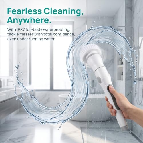 Electric Spin Scrubber Bathroom, Cordless Scrubber with 8 Heads