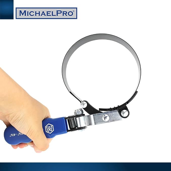 MichaelPro MP001223 4-Pcs Professional Swivel Oil Filter Wrench Set with Stand, 57 to 111mm | 2-1/4 to 4-3/8 Inches