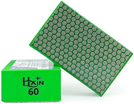 Diamond Hand Polishing Pad Diamond Sanding Block Foam Backed Diamond Sponge Sanding Pads for Wet or Dry Grinding polishing for Granite Marble Stone Tile Glass Ceramic (1, 60# Hexagon)