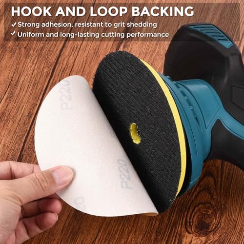 50Pcs Sanding Discs 8-7/8In 80Grit Hook and Loop Sandpapers Yellow
