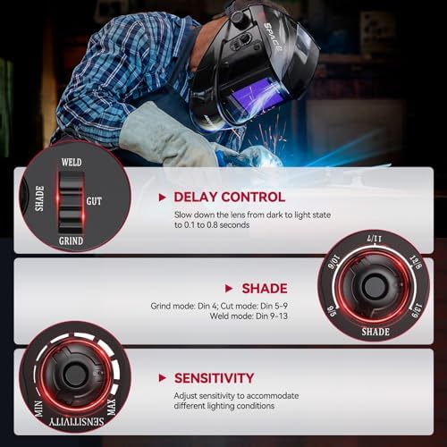 ARCCAPTAIN Welding Helmet, 3.94"×3.66" Auto Darkening Welding Hood