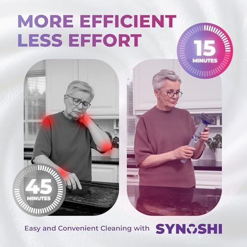 Synoshi PRO Electric Spin Scrubber & Steel Brush Heads (2 Units) Perfect for Grills, Ovens. Power Scrubber for Intensive Cleaning