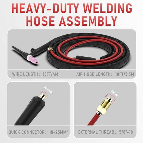 YESWELDER TIG Torch, TIG Welding Torch WP-17V 13 ft 150A 10-25mm² Air