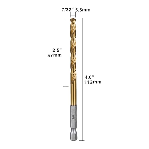 SALI Cobalt Drill Bit Set,10 Pack 7/32 Inch High Speed Steel Hex Shank Jobber Drill Bits, for Hardwood, Aluminum,Metal,Copper,Alloyed Steel