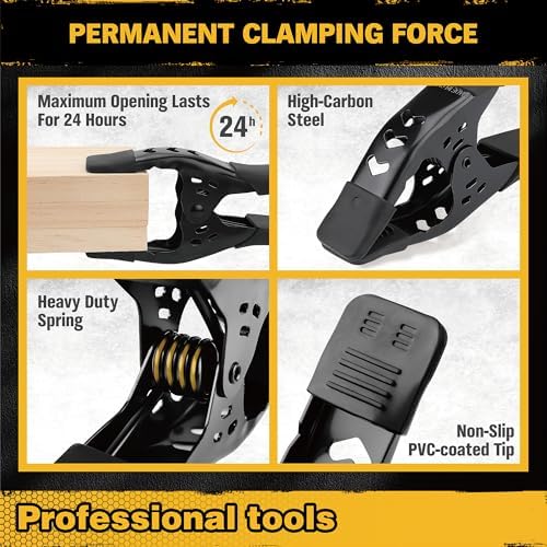 8-Piece Bar Clamps for Woodworking - 4 Pcs 12 inch Bar Clamps with 150 LBS Load Limit, 4 Pcs Heavy Duty Metal Spring Clamps, Quick Release Triggers