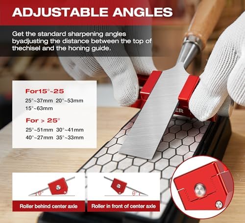 Saker Sharpening Stone with Honing Guide Tool,chisel set for Woodworking,Flattening Stone,Complete Sharpening System Woodworking Tools for Chisel Sharpening and Plane Restoration…