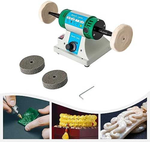 Jewelry Polisher, 320W 110V Bench Buffer Polisher with 2 Cloth Wheels, 2 Fiber Wheels, Adjustable Variable Speed Polishing & Buffing Machine for Jewelry, Wood, Silver, Dental, Metal, Jade