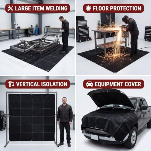 Leather Welding Blanket 6x6 ft Heat Resistant Spark Shield Black