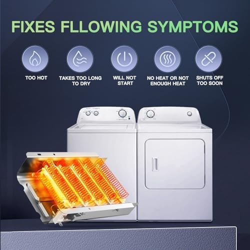 2026 UPGRADE 279838 Dryer Heating Element for Whirlpool Kenmore Roper Maytag Amana Admiral Dryer Heating Element Part Thermostat Thermal Fuse medx655dw1 500 600 70 80 Series Model 110 Dryer Part