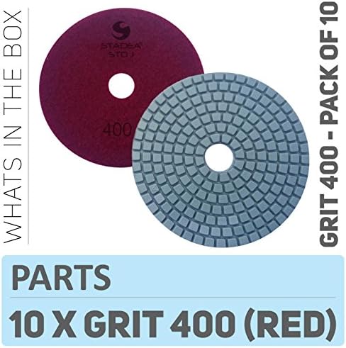 PPW157D Diamond Polishing Pads 4" For Concrete Terrazzo Stone Marble Granite Countertop Floor Wet Polishing, Grit 400 - Pack of 10