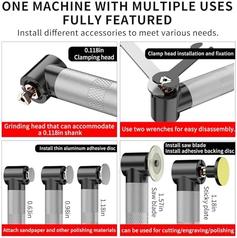 IZIO Multi-Purpose Electric Die Grinder Kit - 6 Variable Speed Polisher & Sander, Compact 1" Rotary Angle Grinder for Metal/Wood Crafting, DIY & Professional Grinding Tool (Black)