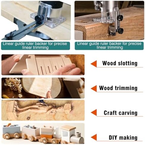Wood Router,Electric Compact Wood Routers Tool for Woodworking,800W Hand Trimmer Laminate Milling Engraving Hand Machine Joiner Tool Electric,with 15PC 1/4" Router Bit Set, Slotting Trimming Carving