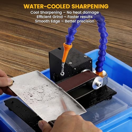 Mini Belt Sander, Electric Small Sander Knife Making Supplies, 7 Adjustable Speed Electric Knife Sharpener, Power Belt Grinder for Woodworking. (Wet/Dry Pro - Advanced Grinding Kit)