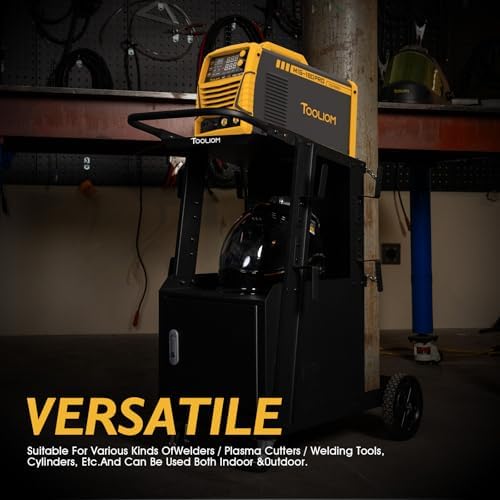 TOOLIOM Welding Cart with Lockable Cabinet, 265 lb Capacity