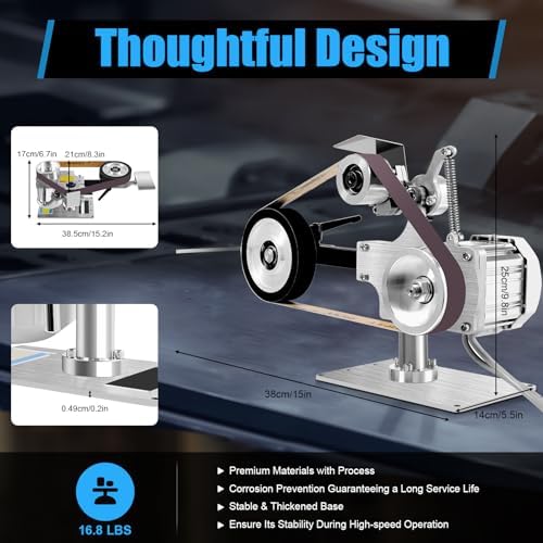 Multi-function Desktop Belt Grinder, 550W 110V 1x30" Vertical/Horizontal Belt Polishing Grinder with Motor, DC Brushless Motor Stepless Speed Regulation Belt Sander Polisher Sharpener Grinder