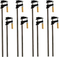 Pack of 8 - Bar Clamps 24" & 36" - 4 of each F-Type Woodworking Steel with Wood Handles