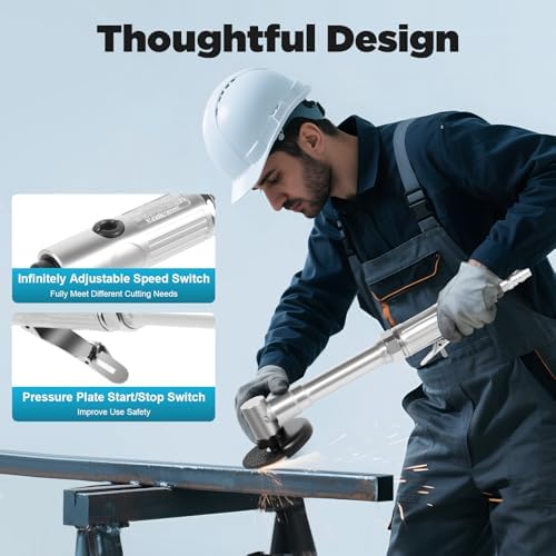 Futchoy 1/4" Pneumatic Angle Grinder Air Cutting Machine Long Handle Air Angle Grinding Cutter Sander Tool 90PSI 18000RPM