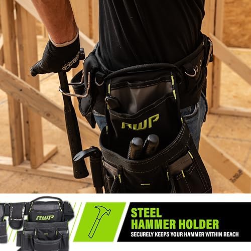 AWP Tool Belt Tool Rig, Durable Premium Utility Belt Organizer for Men & Women, Utility Work, Electrician, Mechanic