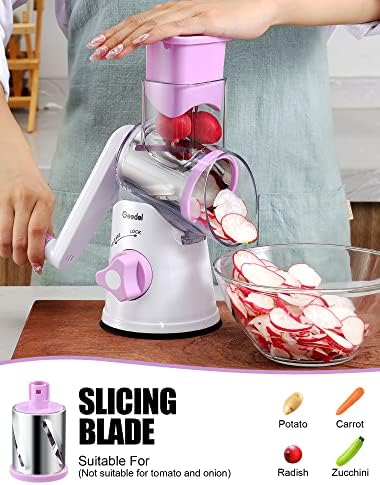 Geedel Rotary Cheese Grater Hand Crank, Cheese Shredder Vegetable Slicer