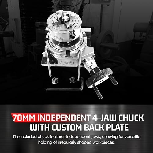 Horizontal & Vertical Rotary Table with 70mm 4 Jaw & T-Nuts Set, 4"