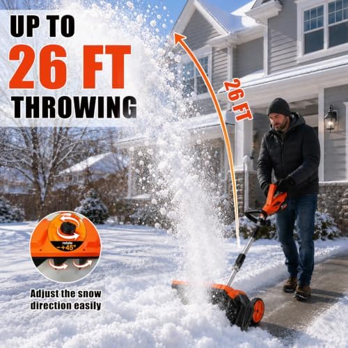 16-Inch Cordless Snow Blower with Wheels, Brushless Electric Snow Shovel