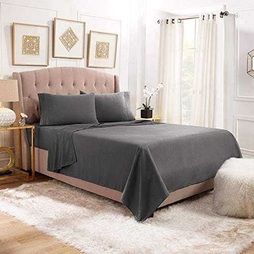 JS Sanders Affordable Microfiber 6 PC Bed Sheet Set, 820 Thread Count - King Size, Gray