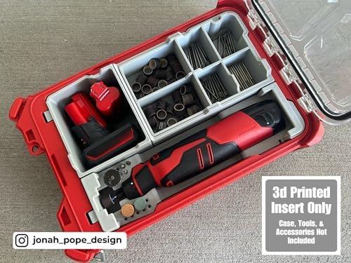 Jonah Pope Design 3d Printed Insert designed for M12 Brushless Rotary Tool and Packout Organizer (insert Only) Industrial Gray