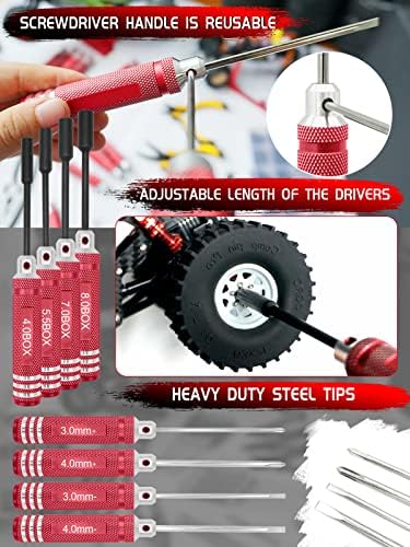 RC Tool Kit, 1/10 1/8 RC Tool, RC Car Boat Helicopter Repair Tools - 27pcs