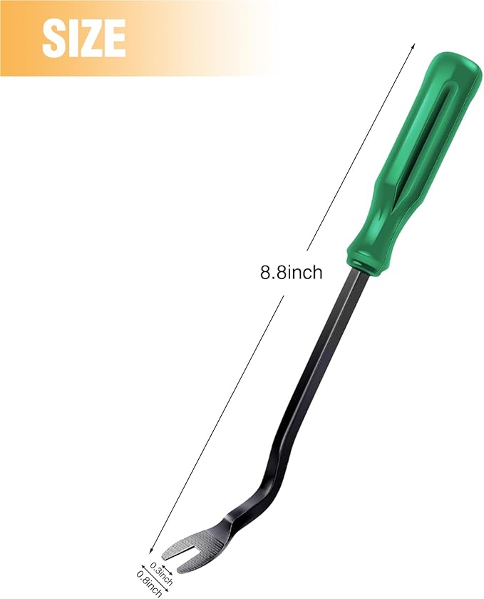 GOOACC Car Panel/Upholstery Remover Ergonomic Stainless Steel Fastener Remover - Easily Removes Plastic Fasteners Reduces Damage to Panels and Loss of Clips Green