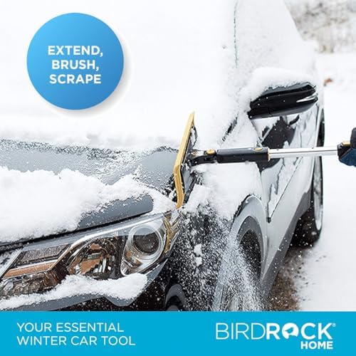 BIRDROCK HOME Snow Brush and Ice Scraper for Car Windshield, Yellow, 55”