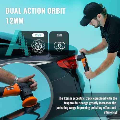 AUTIWOZ Mini 2/3inch Car Buffer Polisher, 12mm Random Orbital DA Kit