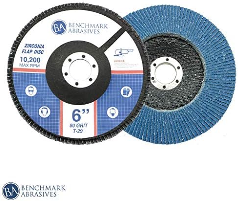 Benchmark Abrasives 6" x 7/8" Zirconia Type 29 Flap Discs, 80 Grit