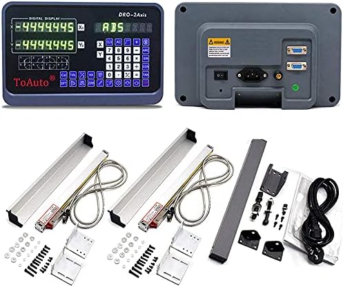 DRO 2 Axis Digital Readout Display with 2pc Glass Linear Scale 5 Micron Accuracy for CNC Mill Lathe Machine (300+900)