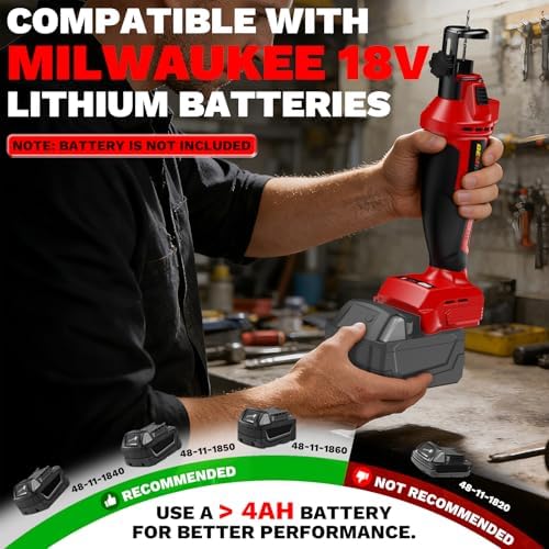 Cordless Drywall Cut-Out Tool Compatible with Milwaukee 18V Battery, 3 Speed Adjustable Brushless Rotary Saw with Up to 30000 RPM, Compact Spiral Saw Kit for Wood,Drywall,Tiles,plastic (Tool Only)