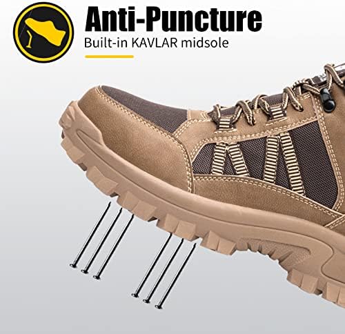 Work Boots for Men,Lightweight Breathable High Top Steel Toe Boots,Indestructible Steel Toe Shoes,Non Slip Safety Work Shoes.