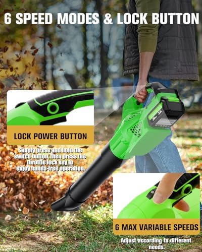 Leaf Blower Cordless Compatible with Dewalt 20V Battery, 500CFM, 6 Speeds