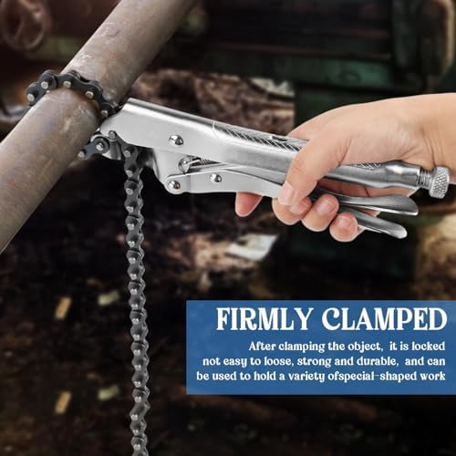 2 Pcs Locking Chain Clamp 9-Inch Locking Chain Pliers with 31.5 Inch Long Chain Carbon Steel Locking Chain Plier Industrial Pipe Vise Chain Wrench for Pipe Fitting ‎Plumbing Woodworking Welding
