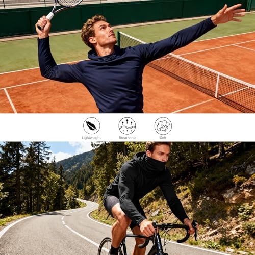 HovSiyla Mens Fishing Hoodie UV Sun Protection Shirts UPF Rash Guard Long Sleeve Shirts Hiking Performance Mesh Face Mask Top