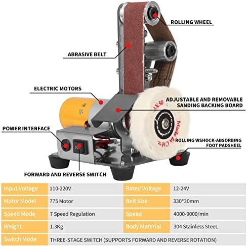 3-in-1 Mini Belt Sander Bench Grinder Polisher Buffer for Jewelry